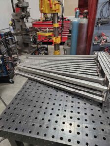 metal posts for the custom railing kit by J&M Welding Inc.